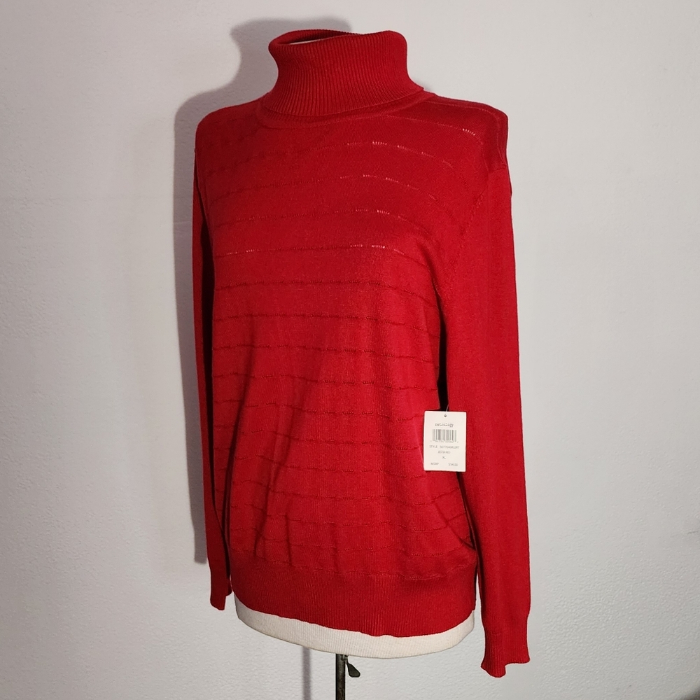 Retrology Long Sleeve Turtleneck Sweater Red Size XL - Picture 9 of 14